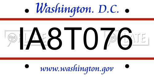 IA8T076 District Of Columbia License Plate