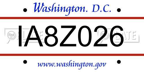 IA8Z026 District Of Columbia License Plate