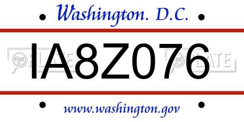 IA8Z076 District Of Columbia License Plate