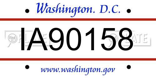 IA90158 District Of Columbia License Plate