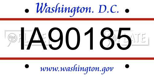 IA90185 District Of Columbia License Plate