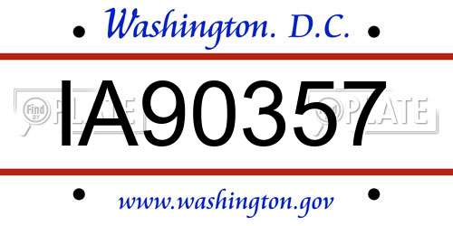 IA90357 District Of Columbia License Plate