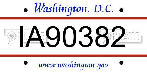 IA90382 District Of Columbia License Plate