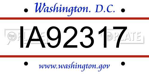 IA92317 District Of Columbia License Plate