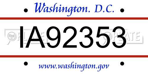 IA92353 District Of Columbia License Plate