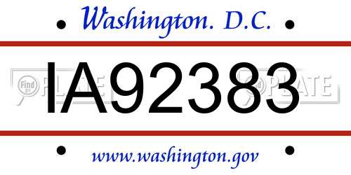 IA92383 District Of Columbia License Plate