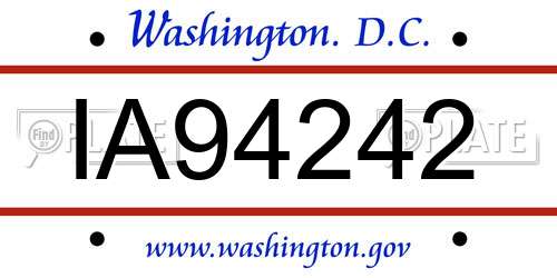IA94242 District Of Columbia License Plate