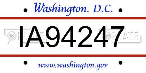 IA94247 District Of Columbia License Plate