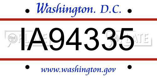 IA94335 District Of Columbia License Plate