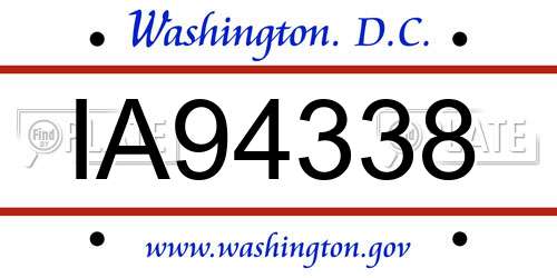 IA94338 District Of Columbia License Plate