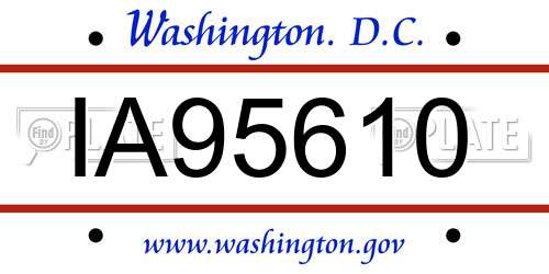 IA95610 District Of Columbia License Plate