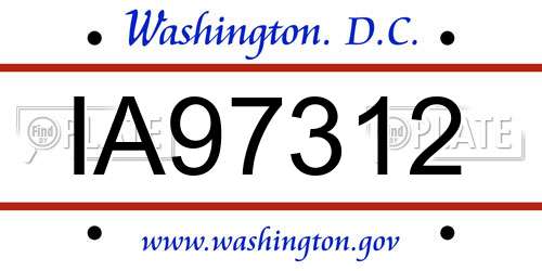 IA97312 District Of Columbia License Plate