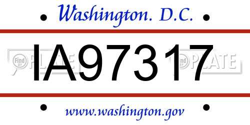 IA97317 District Of Columbia License Plate