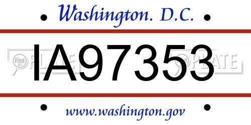 IA97353 District Of Columbia License Plate