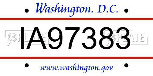 IA97383 District Of Columbia License Plate