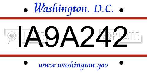 IA9A242 District Of Columbia License Plate