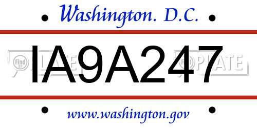 IA9A247 District Of Columbia License Plate
