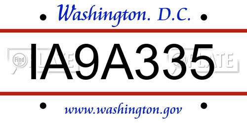 IA9A335 District Of Columbia License Plate