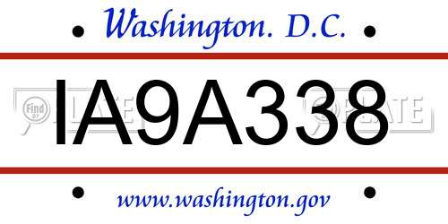 IA9A338 District Of Columbia License Plate