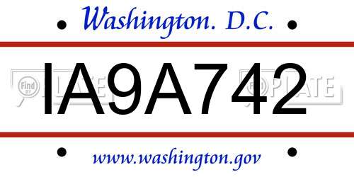 IA9A742 District Of Columbia License Plate