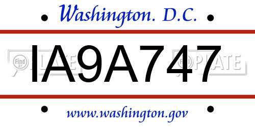 IA9A747 District Of Columbia License Plate