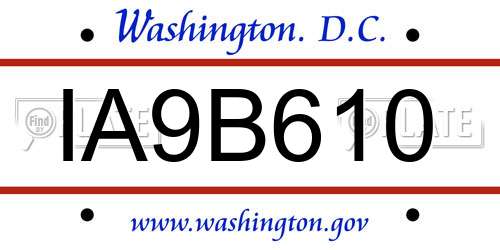IA9B610 District Of Columbia License Plate