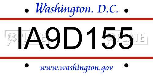 IA9D155 District Of Columbia License Plate