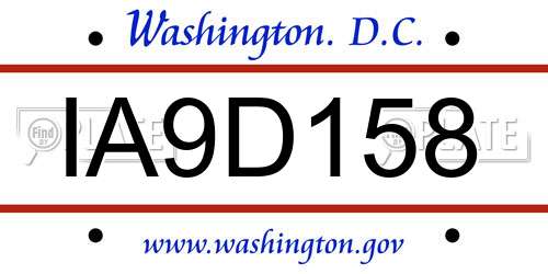 IA9D158 District Of Columbia License Plate