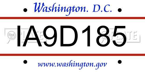 IA9D185 District Of Columbia License Plate