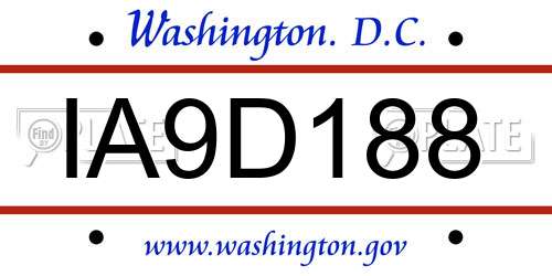 IA9D188 District Of Columbia License Plate