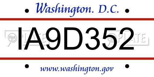 IA9D352 District Of Columbia License Plate