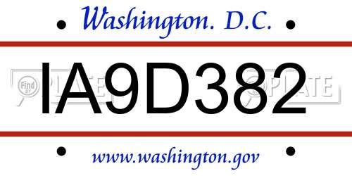 IA9D382 District Of Columbia License Plate