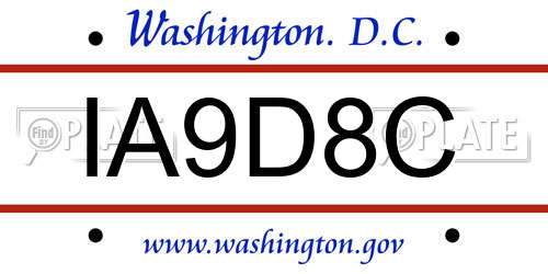IA9D8C District Of Columbia License Plate