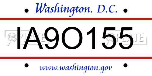 IA9O155 District Of Columbia License Plate