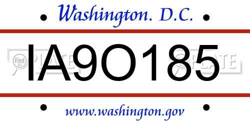 IA9O185 District Of Columbia License Plate