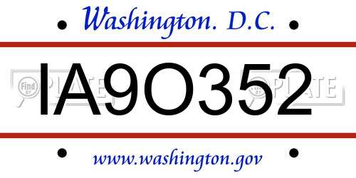 IA9O352 District Of Columbia License Plate