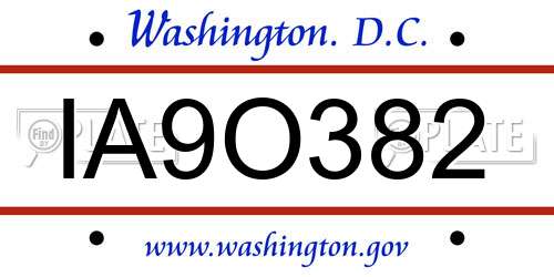IA9O382 District Of Columbia License Plate