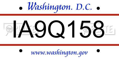 IA9Q158 District Of Columbia License Plate