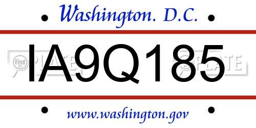IA9Q185 District Of Columbia License Plate