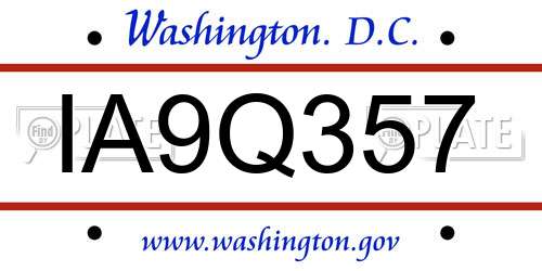 IA9Q357 District Of Columbia License Plate