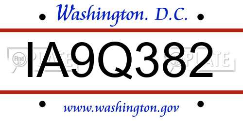 IA9Q382 District Of Columbia License Plate