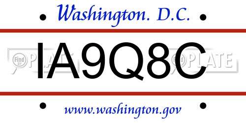 IA9Q8C District Of Columbia License Plate