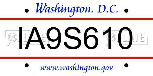 IA9S610 District Of Columbia License Plate