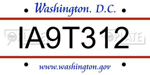IA9T312 District Of Columbia License Plate