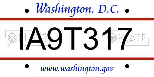 IA9T317 District Of Columbia License Plate