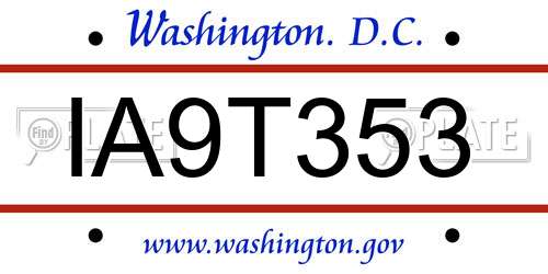IA9T353 District Of Columbia License Plate