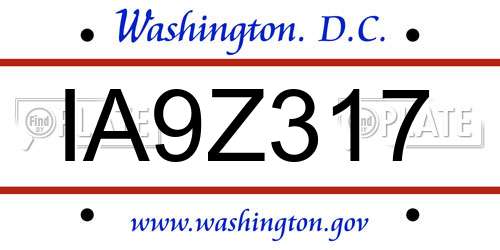 IA9Z317 District Of Columbia License Plate