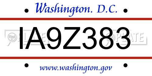 IA9Z383 District Of Columbia License Plate