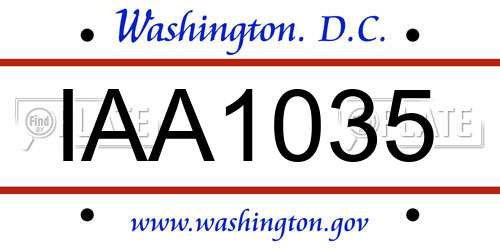 IAA1035 District Of Columbia License Plate