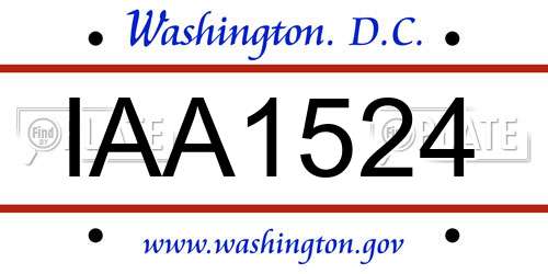 IAA1524 District Of Columbia License Plate